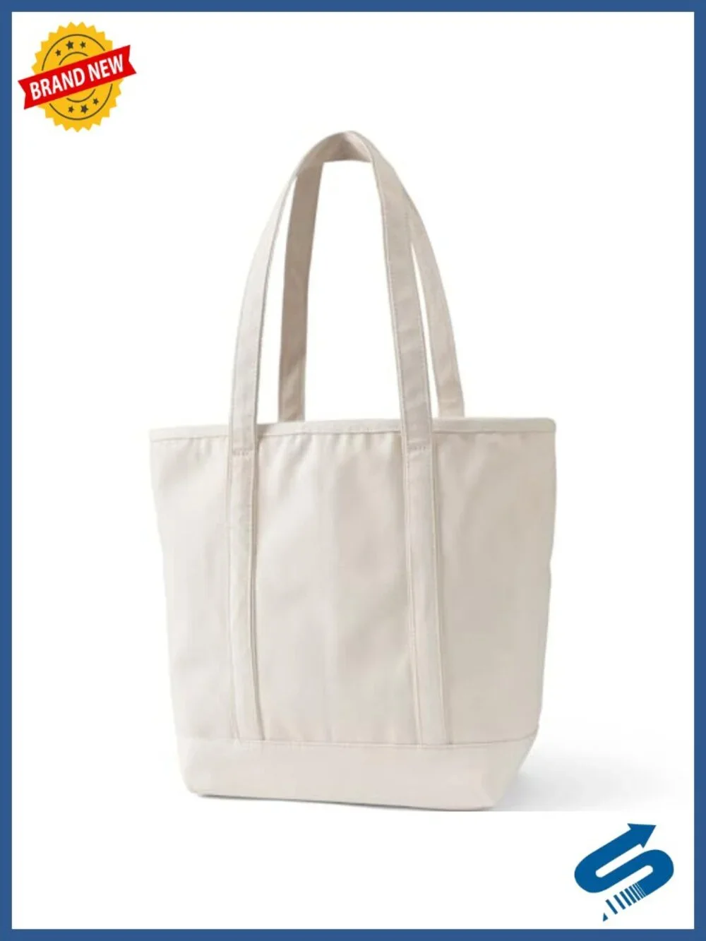 Large Long Handle Cotton Canvas Tote - Five Pockets, Key Strap, Water-Resistant